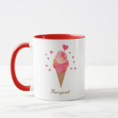 Schattigee Ice Cream Valentijn Hart Hand-geïllustr Mok (Links)