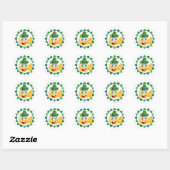 Schattigee Ierse Emoji met Shamrock Ronde Sticker (Vel)