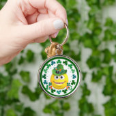 Schattigee Ierse Emoji met Shamrock sleutelhanger (Hand)
