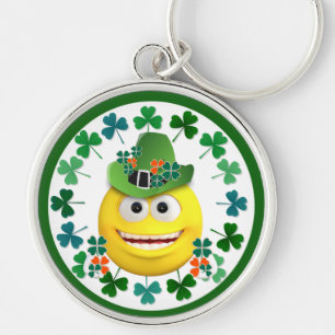 Schattigee Ierse Emoji met Shamrock sleutelhanger