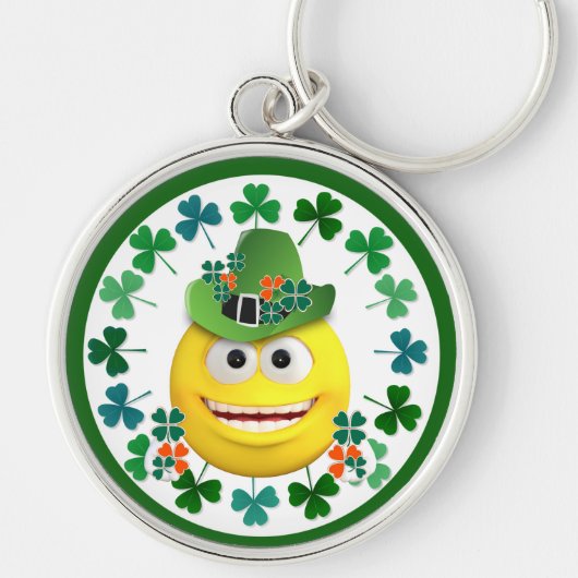 Schattigee Ierse Emoji met Shamrock sleutelhanger (Voorkant)