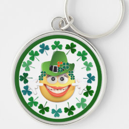 Schattigee Ierse Emoji met Shamrock sleutelhanger