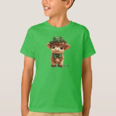 Schattigee Ierse Highland Koe met Shamrocks 3D-Car T-shirt (Voorkant)