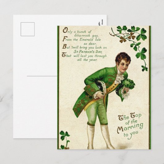 Schattigee  Ierse lad klaver Saint Patrick's Day Feestdagenkaart (Voorkant / Achterkant)