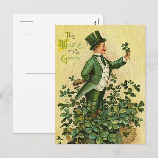 Schattigee  Ierse lad klaver Saint Patrick's Day Feestdagenkaart (Voorkant / Achterkant)