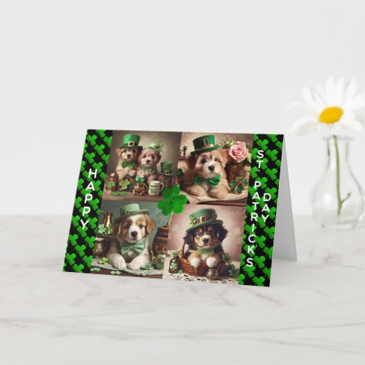 Schattigee Ierse Puppies Happy St Patrick's Day Kaart (Kleine Plant)