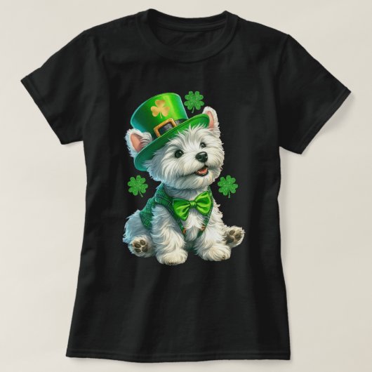 Schattigee Ierse thema West Highland witte terriër T-shirt (Design voorkant)