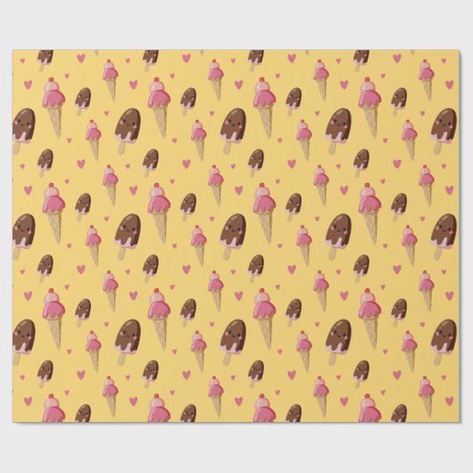 Schattigee ijsdesserts cadeaupapier (Vlak)