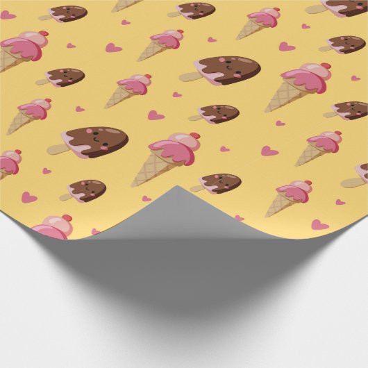 Schattigee ijsdesserts cadeaupapier (Hoek)