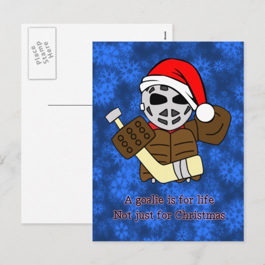 Schattigee ijshockey goalie kerst Kaart Briefkaart (Voorkant / Achterkant)