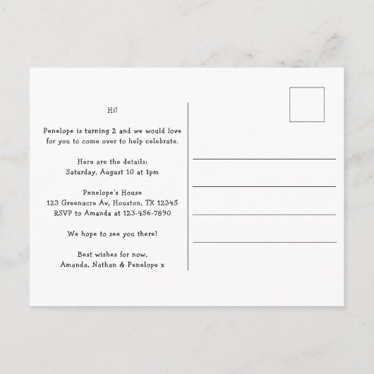 Schattigee ijsjes meisjes 2e verjaardagsfeestje uitnodiging briefkaart (Achterkant)