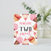 Schattigee ijsjes meisjes 2e verjaardagsfeestje uitnodiging briefkaart (Staand voorkant)