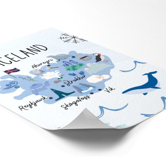 Schattigee IJslandse reiskaart Poster (Hoek)