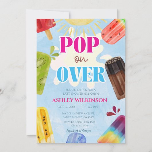 Schattigee ijslolly Pop op Over Summer Coed Baby s Kaart (Voorkant)