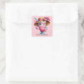 Schattigee ijsmelk shake Tekst toevoegen Vierkante Sticker (Tas)