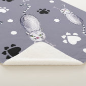 Schattigee illustratie katten en poten sherpa deken (3/4)
