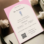 Schattigee illustratie met QR-code RSVP bruiloft Kaart