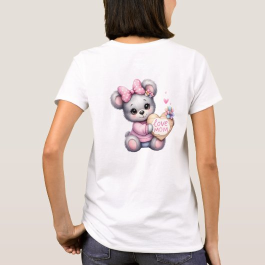 Schattigee illustratie teddybeer met hartteken Lie T-shirt (Achterkant)