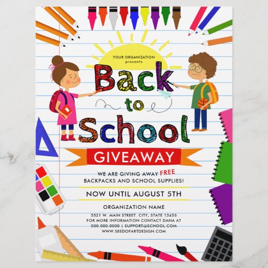 Schattigee illustratie Terug naar schoolbenodigdhe Flyer (Voorkant)