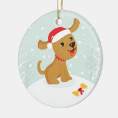 Schattigee illustratie van een puppy in de sneeuw keramisch ornament (Links)