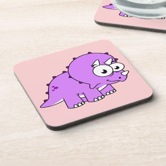 Schattigee illustratie van een Triceratops. Bier Onderzetter (Linkerzijde)