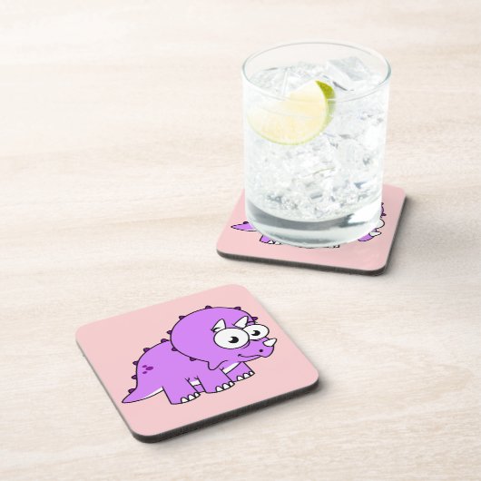 Schattigee illustratie van een Triceratops. Bier Onderzetter (Rechterzijde)
