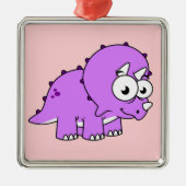 Schattigee illustratie van een Triceratops. Metalen Ornament (Voorkant)