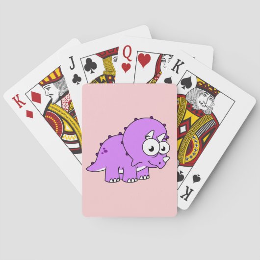 Schattigee illustratie van een Triceratops. Pokerkaarten (Achterkant)