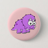 Schattigee illustratie van een Triceratops. Ronde Button 5,7 Cm (Voorkant)