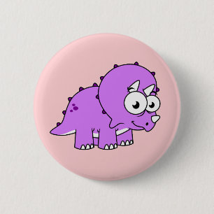 Schattigee illustratie van een Triceratops. Ronde Button 5,7 Cm