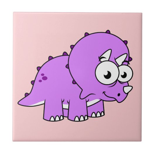 Schattigee illustratie van een Triceratops. Tegeltje (Voorkant)