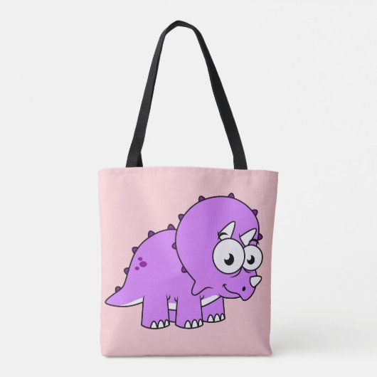 Schattigee illustratie van een Triceratops. Tote Bag (Achterkant)
