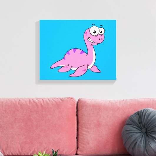 Schattigee illustratie van het monster van Loch Ne Canvas Afdruk (Insitu (Woonkamer))