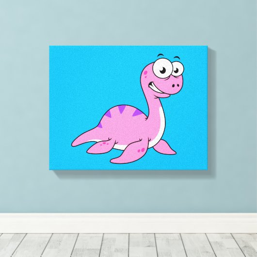 Schattigee illustratie van het monster van Loch Ne Canvas Afdruk (Insitu (Houten vloer))