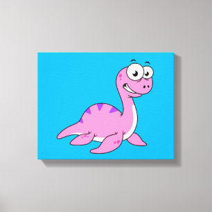 Schattigee illustratie van het monster van Loch Ne Canvas Afdruk