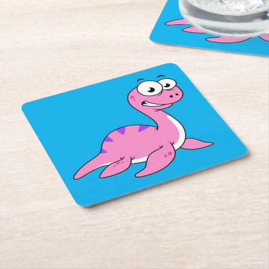 Schattigee illustratie van het monster van Loch Ne Kartonnen Onderzetters (Schuin)