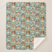 Schattigee illustratie van honden in Petten Sherpa Deken (Voorkant)