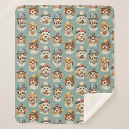 Schattigee illustratie van honden in Petten Sherpa Deken (Voorkant)