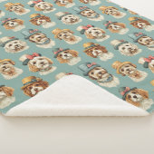 Schattigee illustratie van honden in Petten Sherpa Deken (3/4)