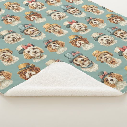 Schattigee illustratie van honden in Petten Sherpa Deken (3/4)