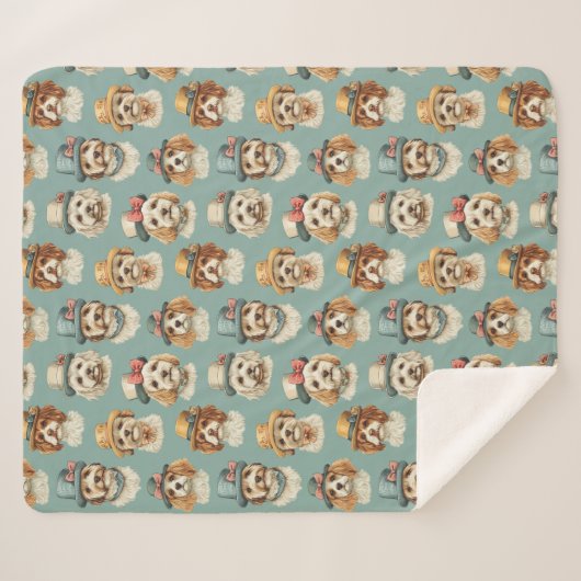 Schattigee illustratie van honden in Petten Sherpa Deken (Voorkant (horizontaal))