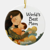 Schattigee illustratie van moeder en kind | Moeder Keramisch Ornament (Voorkant)