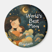 Schattigee illustratie van moeder en kind | Moeder Magneet (Voorkant)