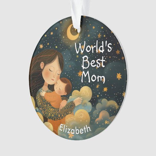 Schattigee illustratie van moeder en kind | Moeder Ornament (voorkant)