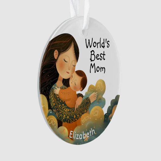 Schattigee illustratie van moeder en kind | Moeder Ornament (voorkant)