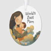 Schattigee illustratie van moeder en kind | Moeder Ornament (voorkant)