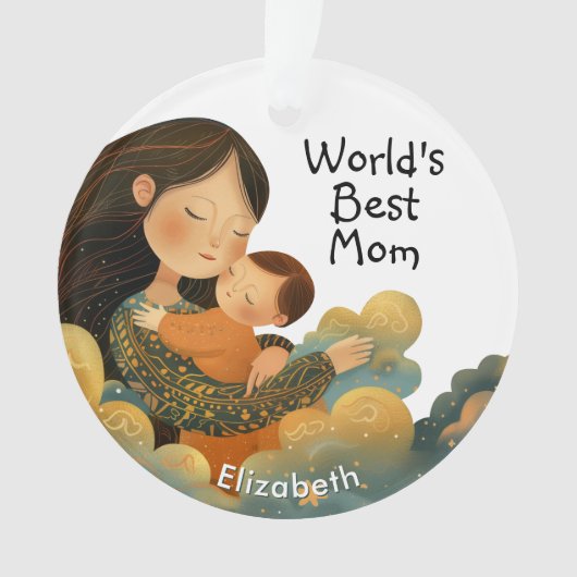 Schattigee illustratie van moeder en kind | Moeder Ornament (voorkant)