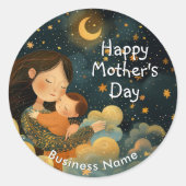 Schattigee illustratie van moeder en kind | Moeder Ronde Sticker (Voorkant)