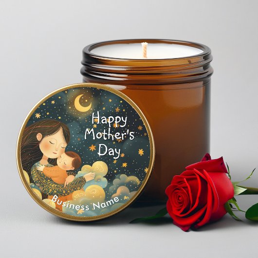 Schattigee illustratie van moeder en kind | Moeder Ronde Sticker