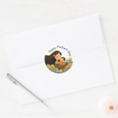 Schattigee illustratie van moeder en kind | Moeder Ronde Sticker (Envelop)